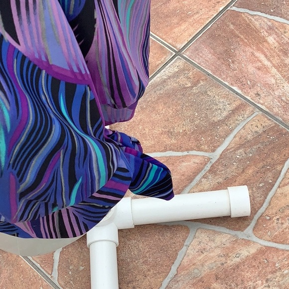 Maxine tankini stripes purple blue tie on side size 16 build in bra no wires - Picture 5 of 8